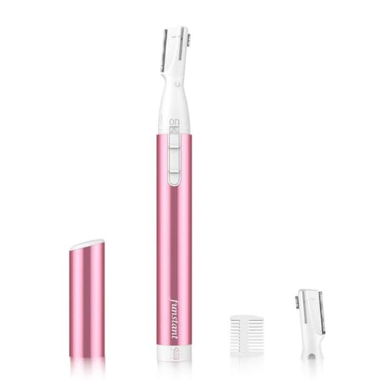 Upgraded Eyebrow Trimmer, Precision Electric Eyebrow Razor for Women Battery-Operated Facial Hair Remover with Comb No Pulling Sensation Painless for Face Chin Neck, Upper-Lip, Peach-Fuzz