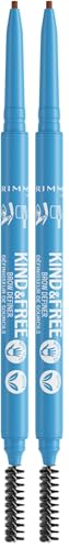 Rimmel Kind & Free Dual-Ended Brow Definer Pencil, 002 Taupe (Pack of 2)
