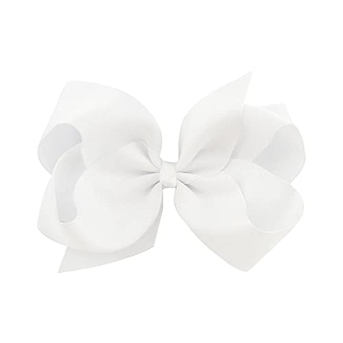Jeffan White 8-Inch Grosgrain Ribbon Hair Bows for Girls & Toddlers - Pack of 10