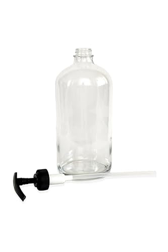 Vivaplex 32 oz Clear Glass Bottles with Black Lotion Pumps - 2 Pack