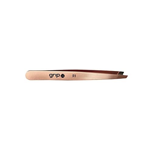 Grip Slanted Tip Tweezers - Rose Gold Stainless Steel for Brows