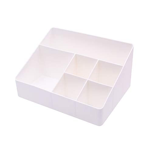 Granvela 6-Compartment Desk & Makeup Organizer - White Storage Box