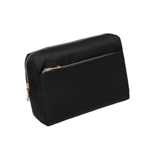 YONBEN Nylon Black Cosmetic Bag with Multiple Compartments - Travel Toiletry Organizer for Women