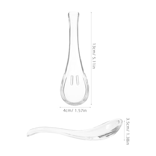 VOSAREA Clear Glass Soup Spoons - 2pcs Ramen & Pho Utensils