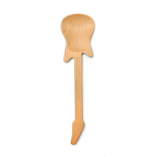 Kikkerland Guitar Wooden Spoon – Beechwood, Heat Resistant Kitchen Utensil