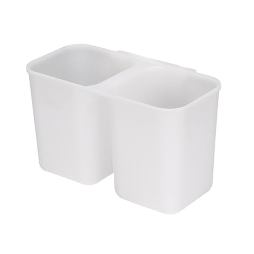 SANNO Hanging Utensil Holder Caddy with Dual Compartments - White
