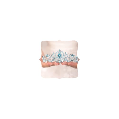 JWICOS Light Blue Crystal Headband for Women Brides Prom Wedding Elegant Hair Accessory - Variation 06