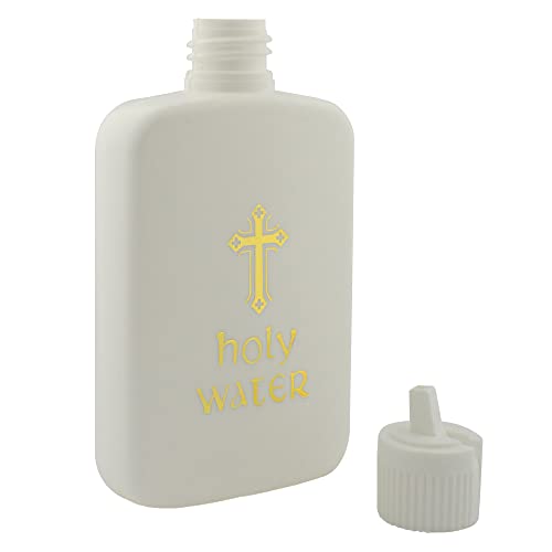 Refillable Holy Water Bottle with Gold Cross - 4oz