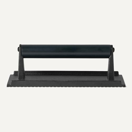 Cast Iron Burger Press with Wooden Handle - 8.1 x 4.2 Inch