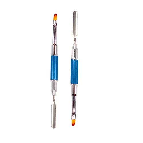 Aliotech Dual-Ended Polygel Nail Brush & Picker Kit - Stainless Steel & Nylon, Lake Blue, 2 Pack