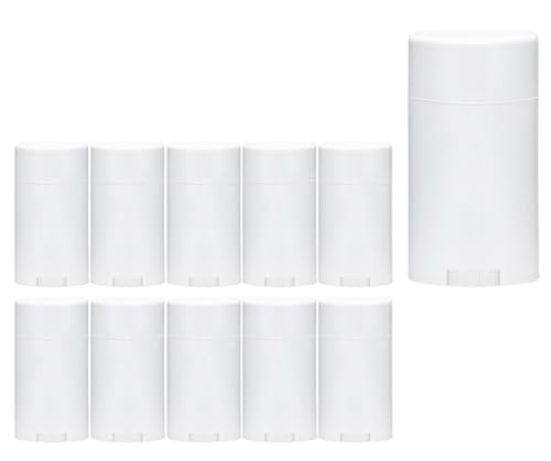 10 Pack 2oz White Refillable Deodorant Containers with Lids - DIY Personal Care