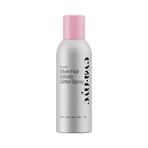 Eva NYC Kweeen Silver Hair & Body Glitter Spray - Quick Dry, Warm Vanilla Scent, 4.9 oz