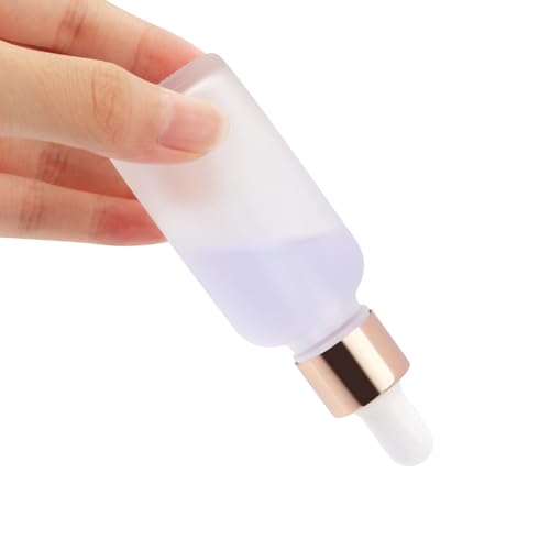 Furnido 1 Oz (6 Pack) Frosted Glass Essential Oil Dropper Bottles with Rose Gold Caps