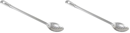 Winco 18" Stainless Steel Perforated Basting Spoon - Pack of 2