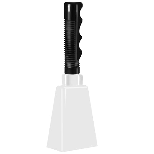 9 Inch White Steel Cowbell with Handle for Sporting Events & Parties