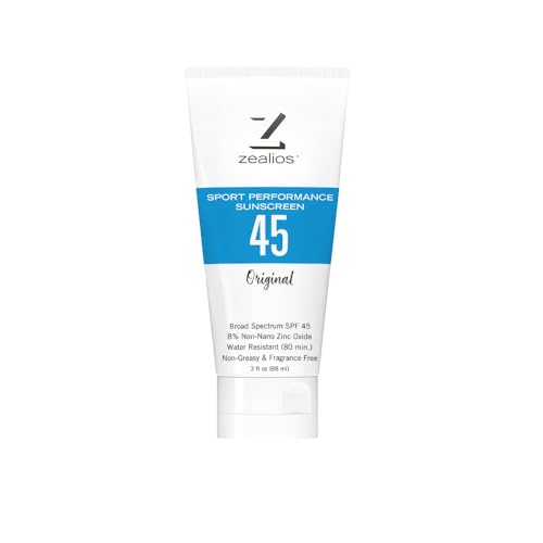 Zealios SPF 45 Water & Sweat Resistant Sunscreen 3 oz for Kids & Adults