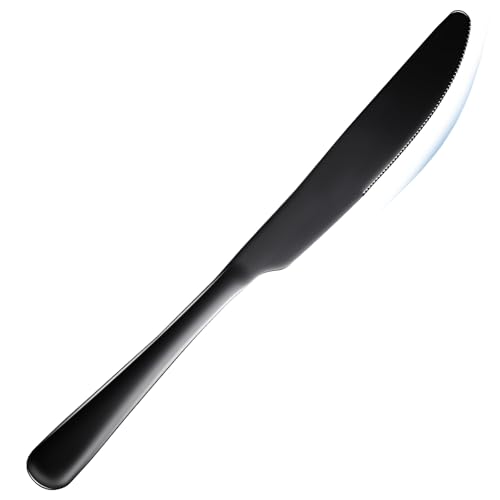 Set of 6 Stainless Steel Butter Knives - 9 Inch Black Silverware