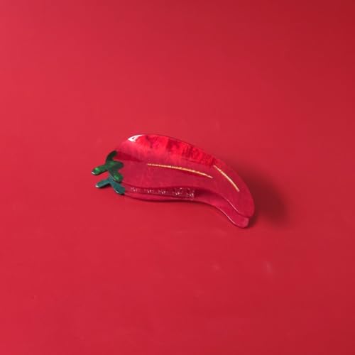 OMG Decor Red Pepper Hair Clips - Cellulose Acetate Small Claw Clips for Women, Pepper Variation