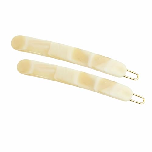 French Amie 2.5" Cellulose Acetate Rounded Oblong Hair Clips, Cream Ivory