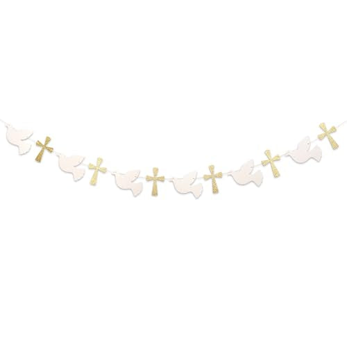 Elegant Christening Dove and Cross Banner for Religious Celebrations