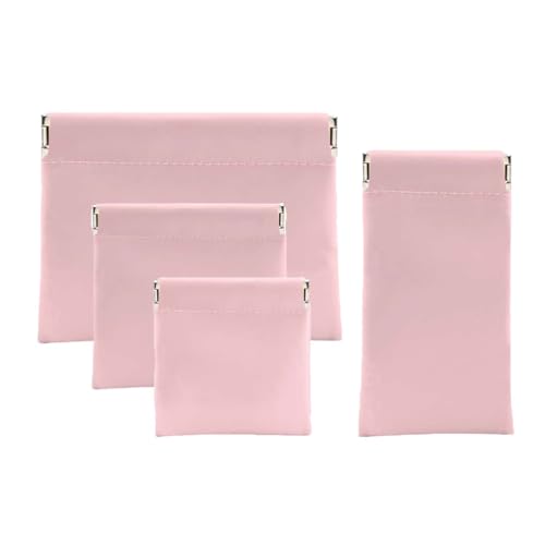 4-Pack Mini Cosmetic Bags for Purse - Waterproof Pink Makeup Pouches