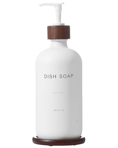 BONLONG White Dish Soap Dispenser with Bamboo Tray - D*1