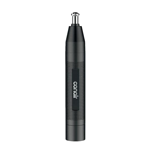 ConairMAN 360¡Æ Bevel Blade Ear and Nose Trimmer | Patented 360¡Æ beveled blade trims ear, nose, and brows with no pulling, Black/Silver, Model PG1000L5
