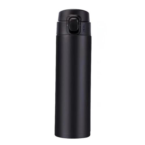Vacuum Insulated Stainless Steel Travel Coffee Mug - 15.2 Oz Leak-Proof Flask (Black)