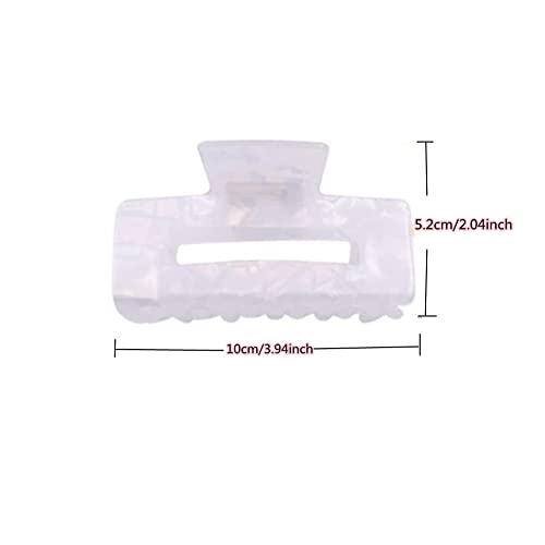 Large Checkered Hair Claw Clip for Women - 3.94 Inch White