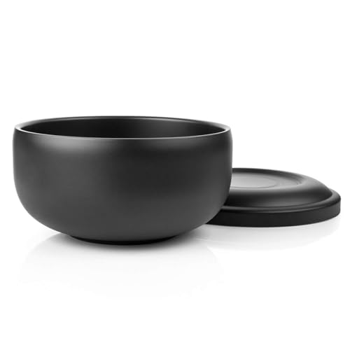 QSHAVE Stainless Steel Shaving Bowl with Lid - Matte Black 4 Inch