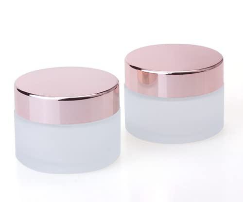 10 Pack 10g Clear Frosted Glass Cream Jars with Rose Gold Lids