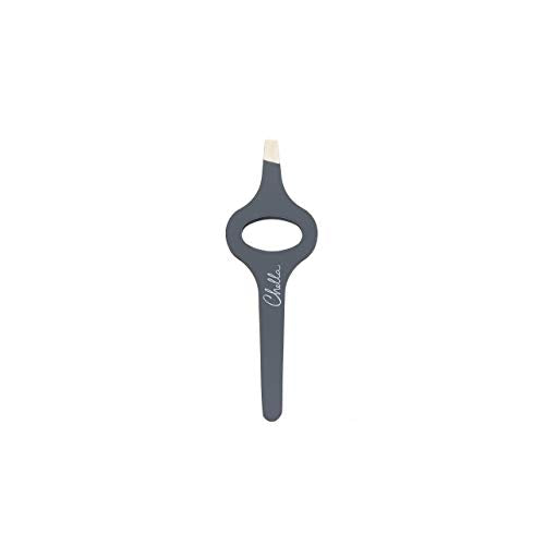 Chella Stainless Steel Slanted Eyebrow Tweezers with Rubber Coating