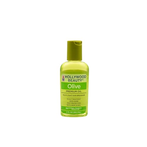 Hollywood Beauty Olive Hair Oil 2oz - Nourishing Hair & Skin Treatment with Antioxidants, Heat Protection & Shine