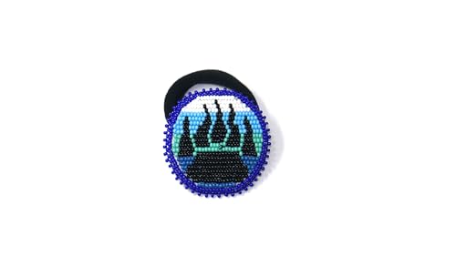 Handmade Native American Style Beaded Ponytail Hair-ties - Black & Blue Bear Paw