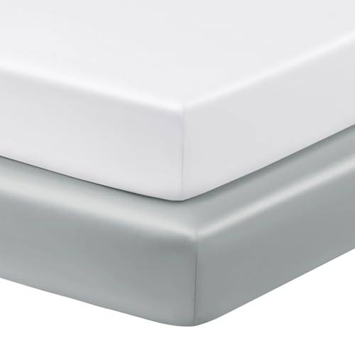 Horbaunal Satin Crib Sheets 2 Pack - Soft & Silky Fitted Baby Sheets for Sensitive Hair, 52" x 28"