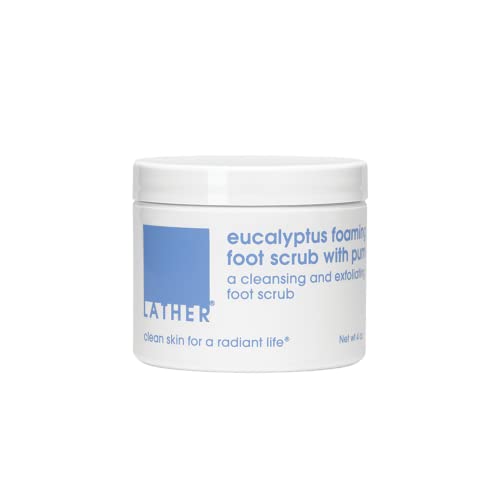 LATHER Exfoliating Foaming Foot Scrub with Pumice Stone - 4 Oz for Smooth, Soft Feet