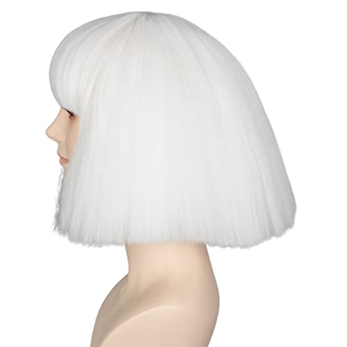 Miss U Hair Short White Kinky Straight Wig for Women - Fluffy Cosplay