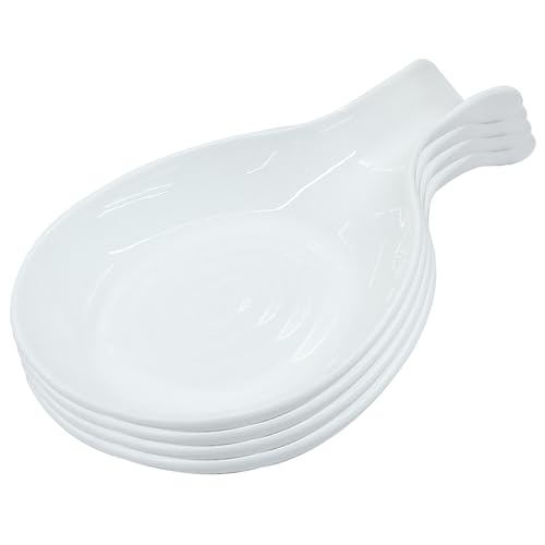 Cionyce White Plastic Spoon Rest Set - 4 Pack Kitchen Utensil Holder