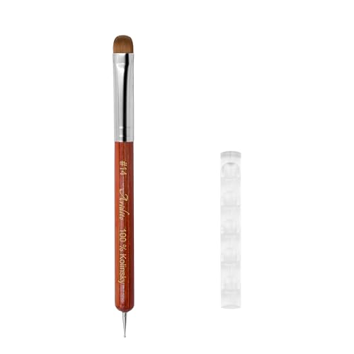Kolinsky French Nail Brush & Dotting Pen #14 - Wooden Handle, Precision Tips