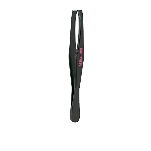 Beter Stainless Steel Eyebrow Tweezers with Straight Tip - Black