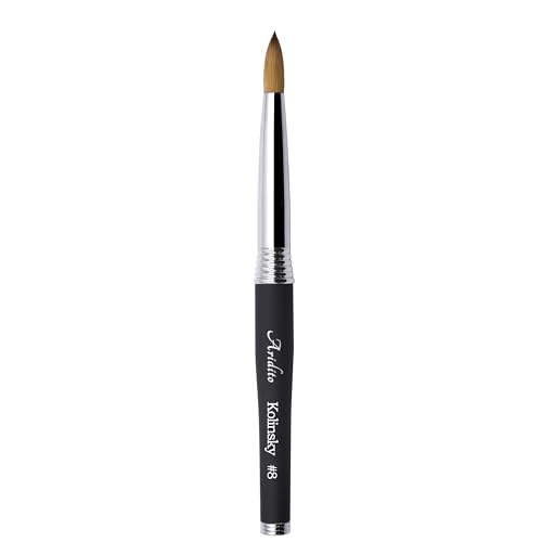 Kolinsky Acrylic Nail Art Brush #8 with Black Metal Handle