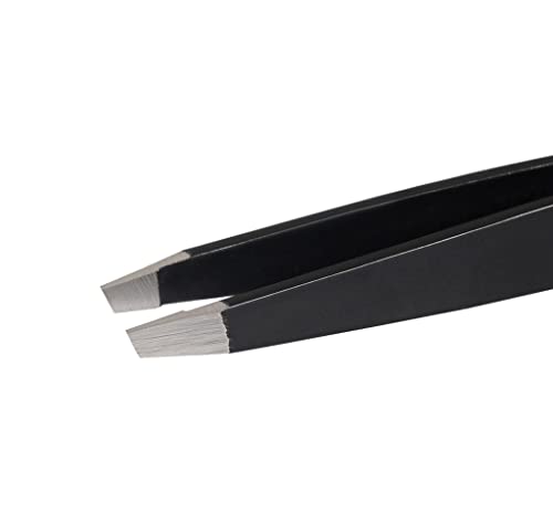 Abdul of Sialkot Slant Tip Eyebrow Tweezers - 9.5 cm Stainless Steel, Black