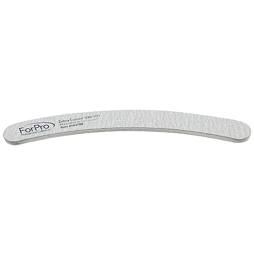 ForPro Zebra Curved Nail Files, 12 Count (Pack of 2) - 100/180 Grit