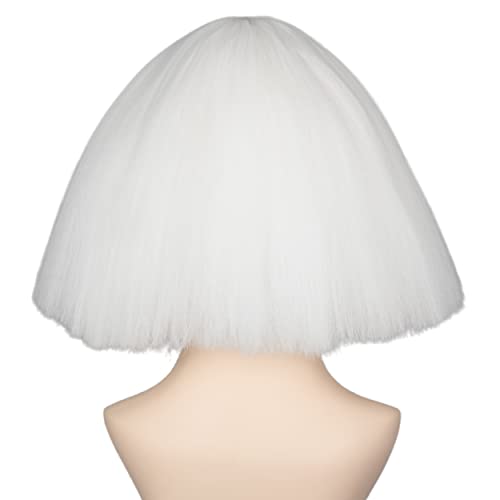 Miss U Hair Short White Kinky Straight Wig for Women - Fluffy Cosplay