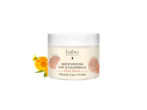 Babo Botanicals Moisturizing Oat & Calendula Face Cream - Fragranced 2 oz for Dry/Sensitive Skin