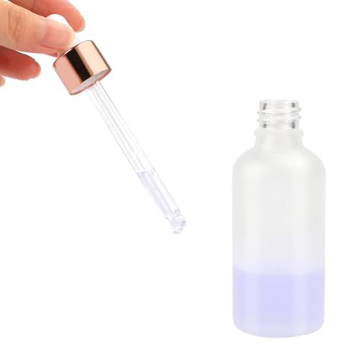 Furnido 1 Oz (6 Pack) Frosted Glass Essential Oil Dropper Bottles with Rose Gold Caps