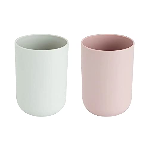 RabyLeo 2-Piece Stackable Toothbrush Cup Set - Light Grey & Pink