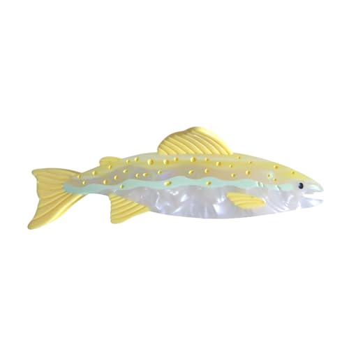 Yellow Salmon Fish Hair Clip - Cute Acetate Claw Clip for Women