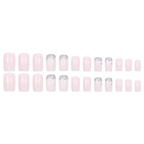 Nailora Press On Nails - Rose Floral Ombre French Tip Gel Fake Nails