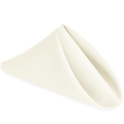 Ivory Cloth Napkins Set of 6 - 18x18 Inch, Washable & Reusable